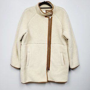 Madewell - Sherpa Cocoon Coat Sherpa with Asymmetrical Zip, Cream, XXS (# F7909)